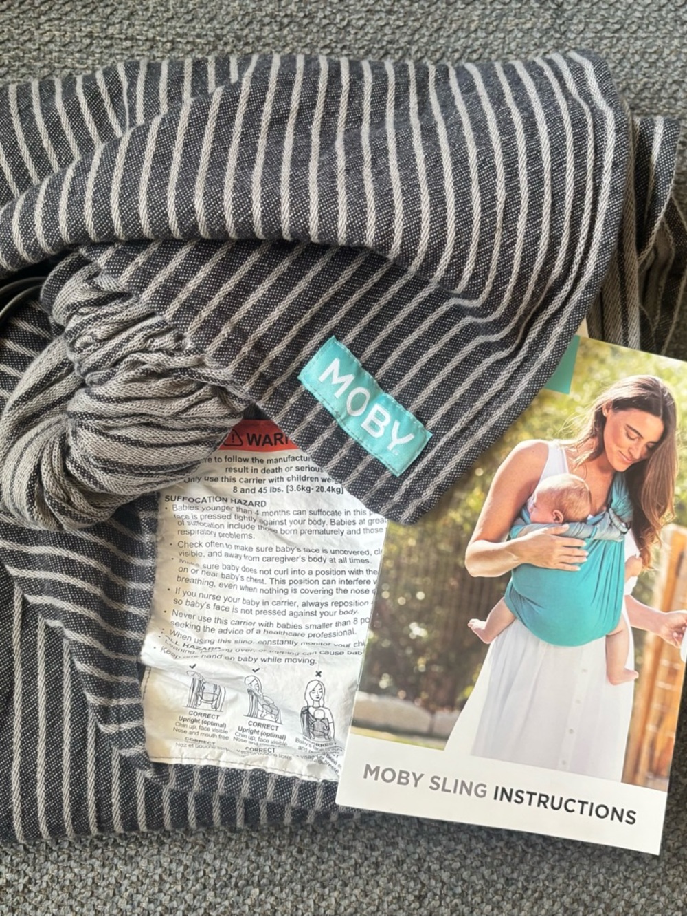Baby Ring Sling Wrap - Grey Stripes